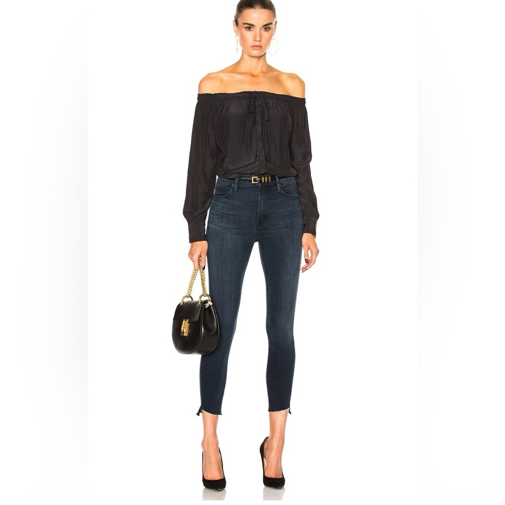 Mother Denim stunner zip ankle fray skinny